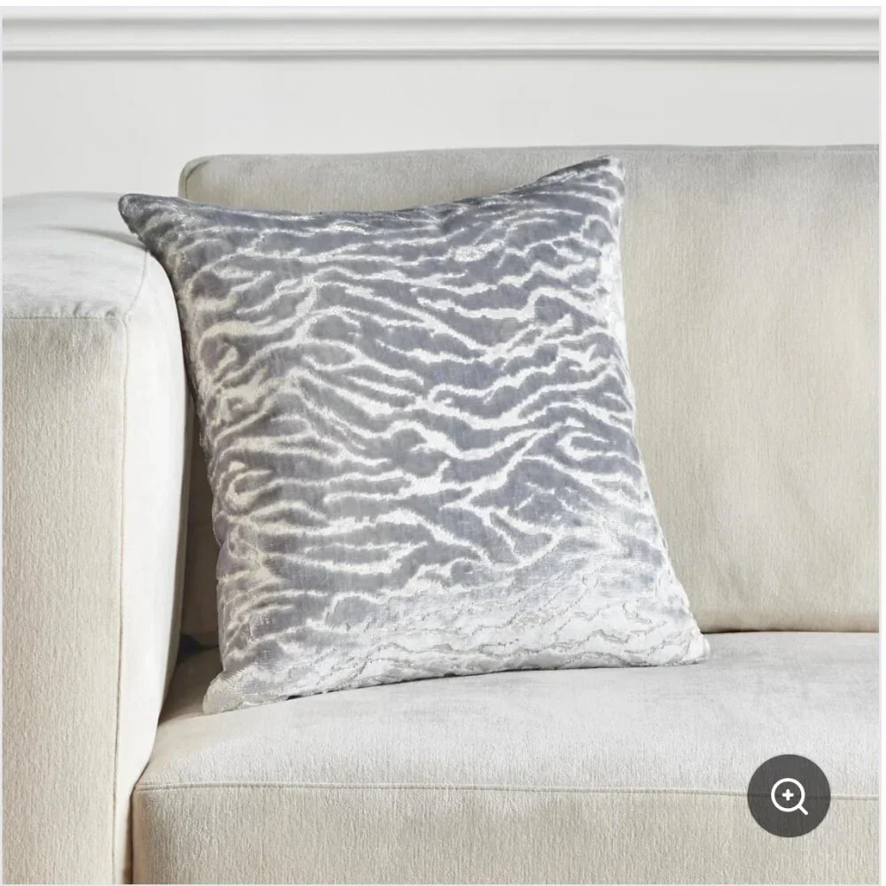 Z Gallerie Pillow Cover Animal Print Gray Velvet 20